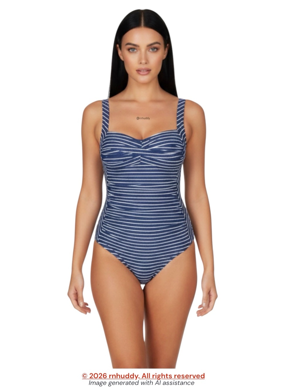Niptuck size 12 denim blue striped adjustable straps swimsuit